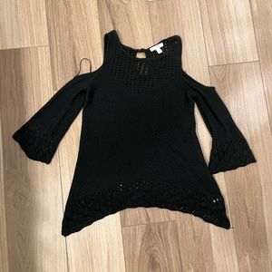 Lauren Conrad lace bell sleeve cold shoulder top